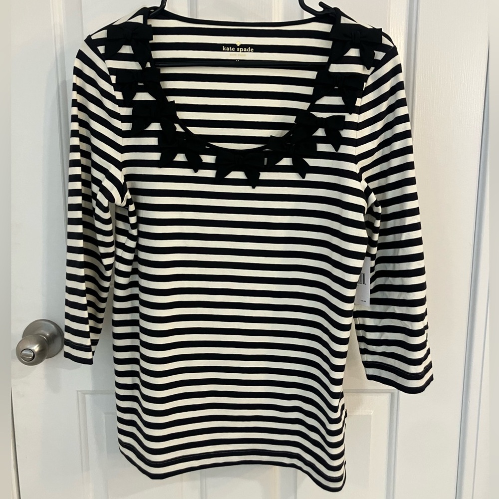 black and white striped Kate Spade top